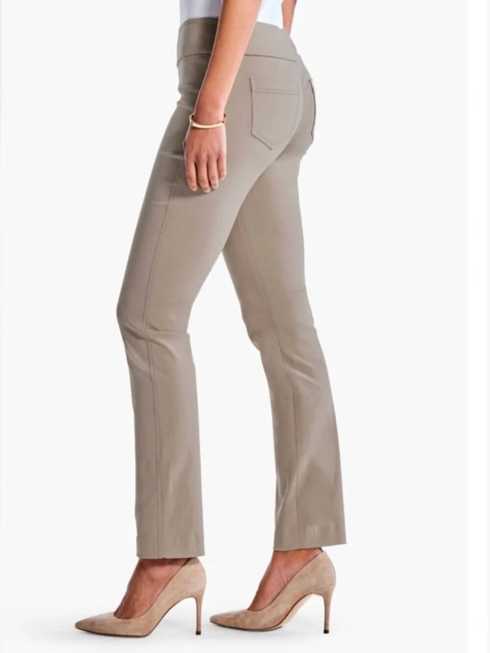 NIC+ZOE - Straight Leg Slacks in Stetchy Taupe/Mushroom Brown- 6